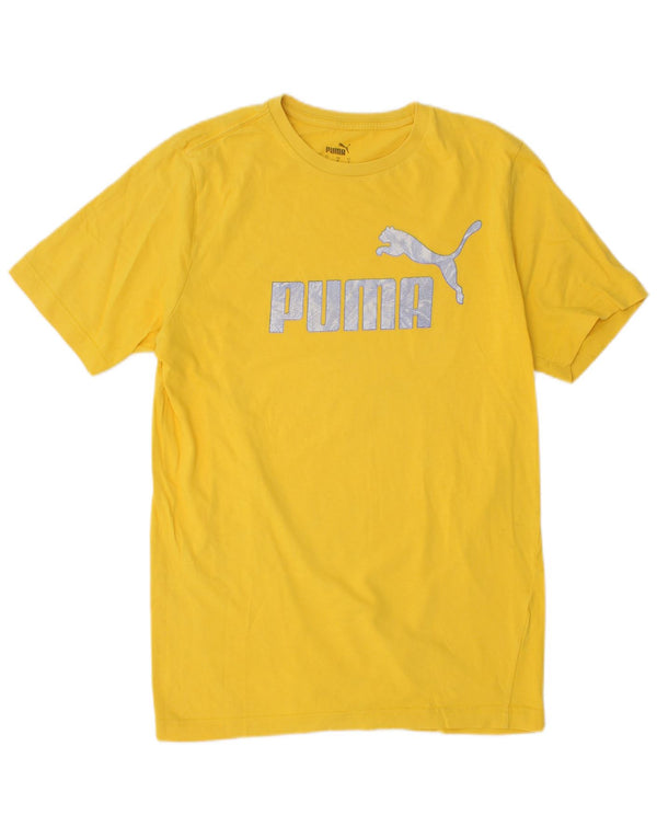 PUMA Mens Graphic T-Shirt Top Small Yellow