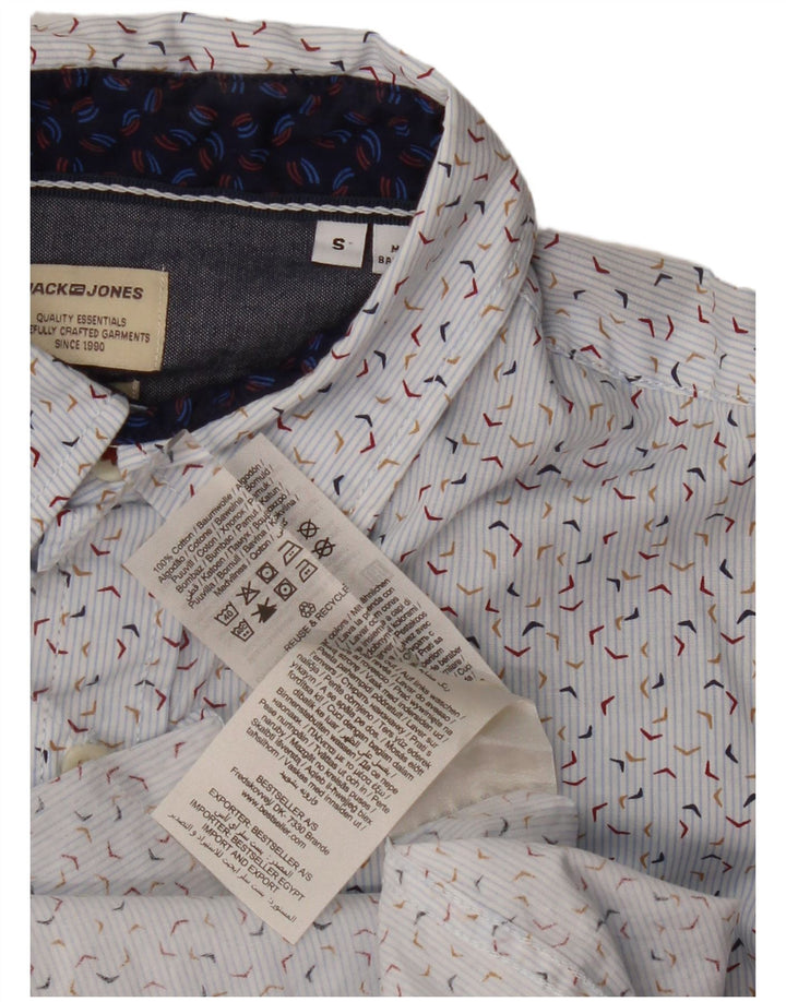 Мужская рубашка с абстрактным узором Jack & Jones, маленькая синяя, хлопковая