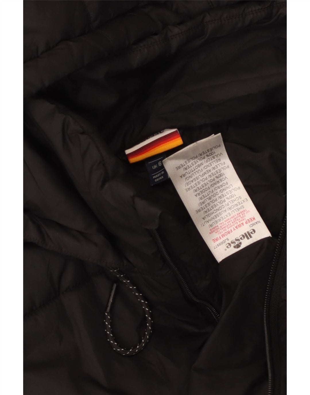 Женская укороченная стеганая куртка оверсайз с капюшоном Ellesse UK 6 XS, черный полиэстер