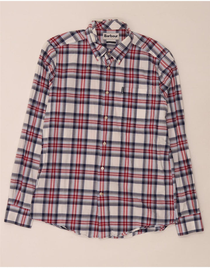 Мужская рубашка в клетку Barbour среднего размера, хлопок, разноцветная клетка