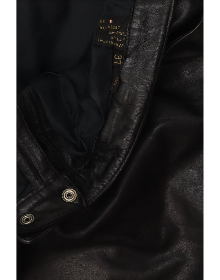 Винтажные мужские тонкие кожаные брюки W37 L34, черные кожаные