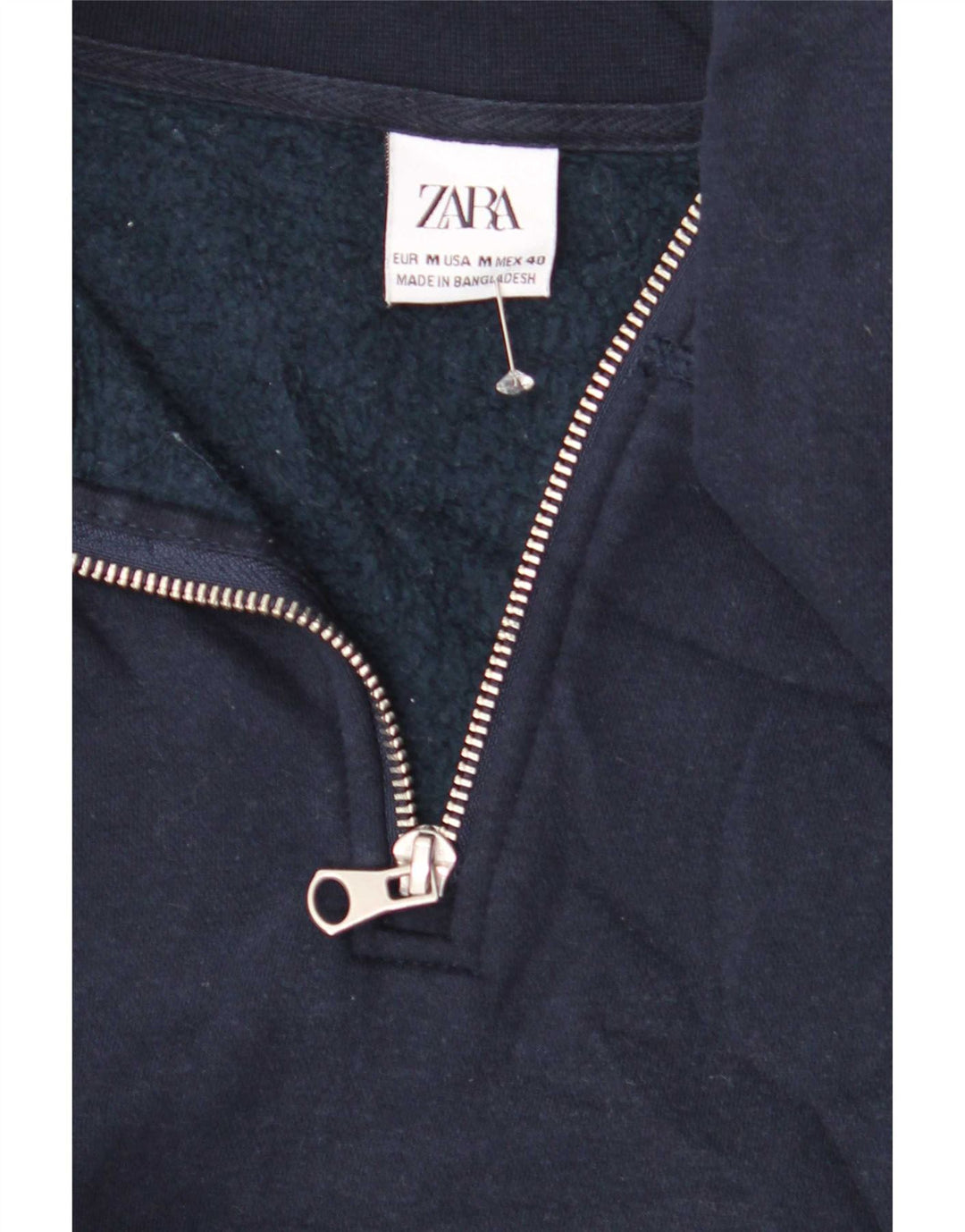 Мужской свитер Zara с воротником на молнии, средний темно-синий, полиэстер