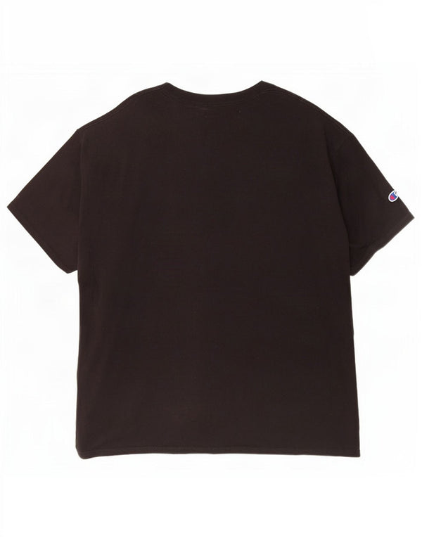 Champion Mens Graphic T-Shirt Top XL Black Cotton
