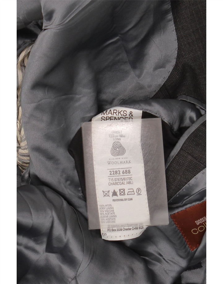 Мужской длинный пиджак с 3 пуговицами Marks & Spencer UK 48 2XL, серый в клетку