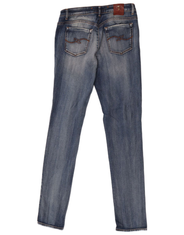 Женские потертые джинсы скинни Trussardi W29 L32 синие