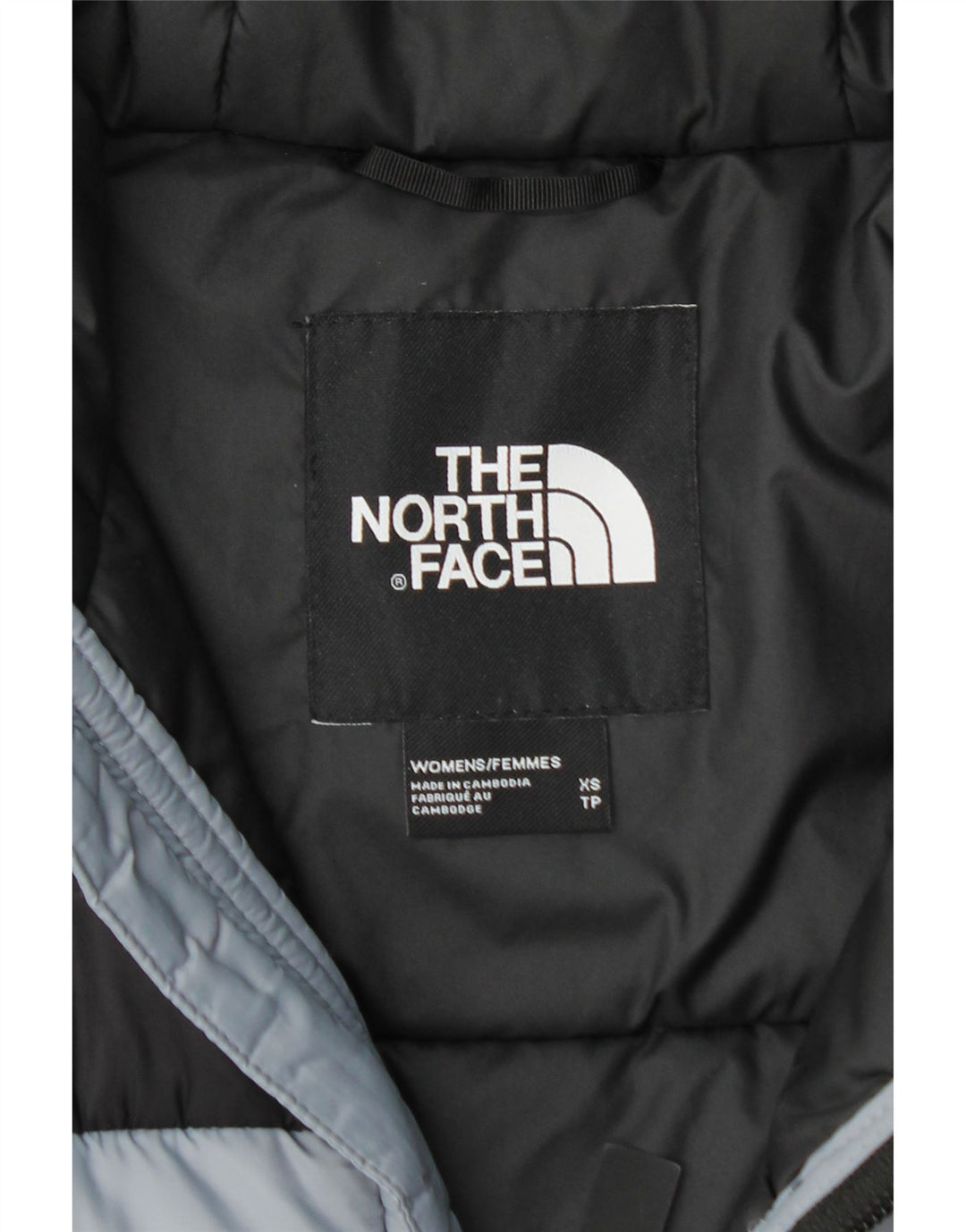 THE NORTH FACE Женская стеганая куртка с капюшоном UK 6 XS Серый нейлон с цветными блоками