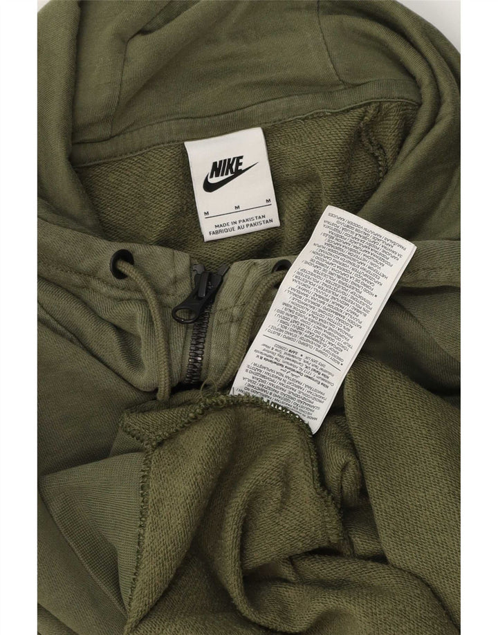 Мужской свитер с капюшоном на молнии Nike, хлопковый цвет среднего зеленого цвета