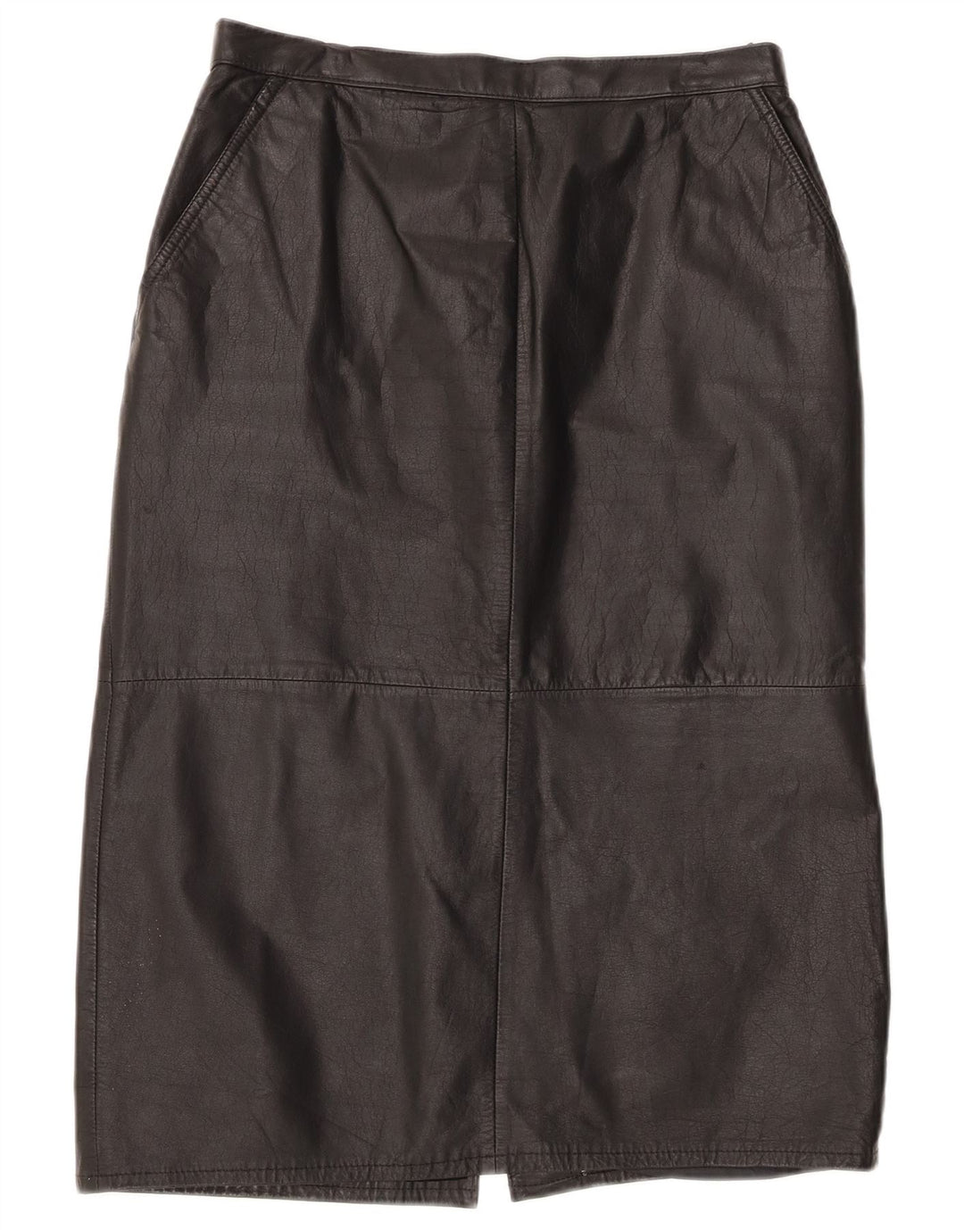 Винтажная женская кожаная юбка с высокой талией UK 16, большая W30, черная