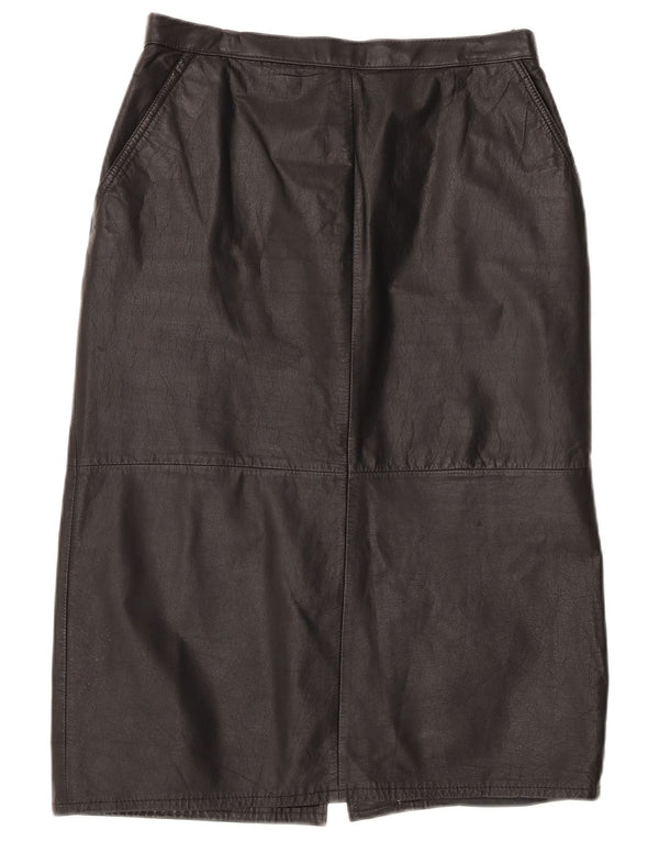 Винтажная женская кожаная юбка с высокой талией UK 16, большая W30, черная