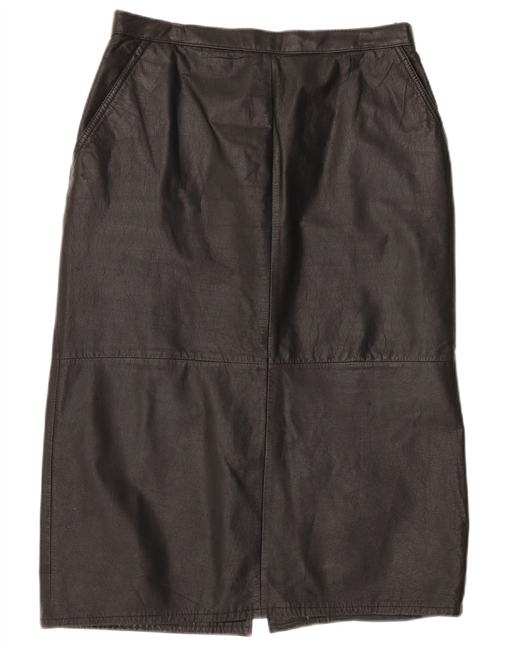 Винтажная женская кожаная юбка с высокой талией UK 16, большая W30, черная