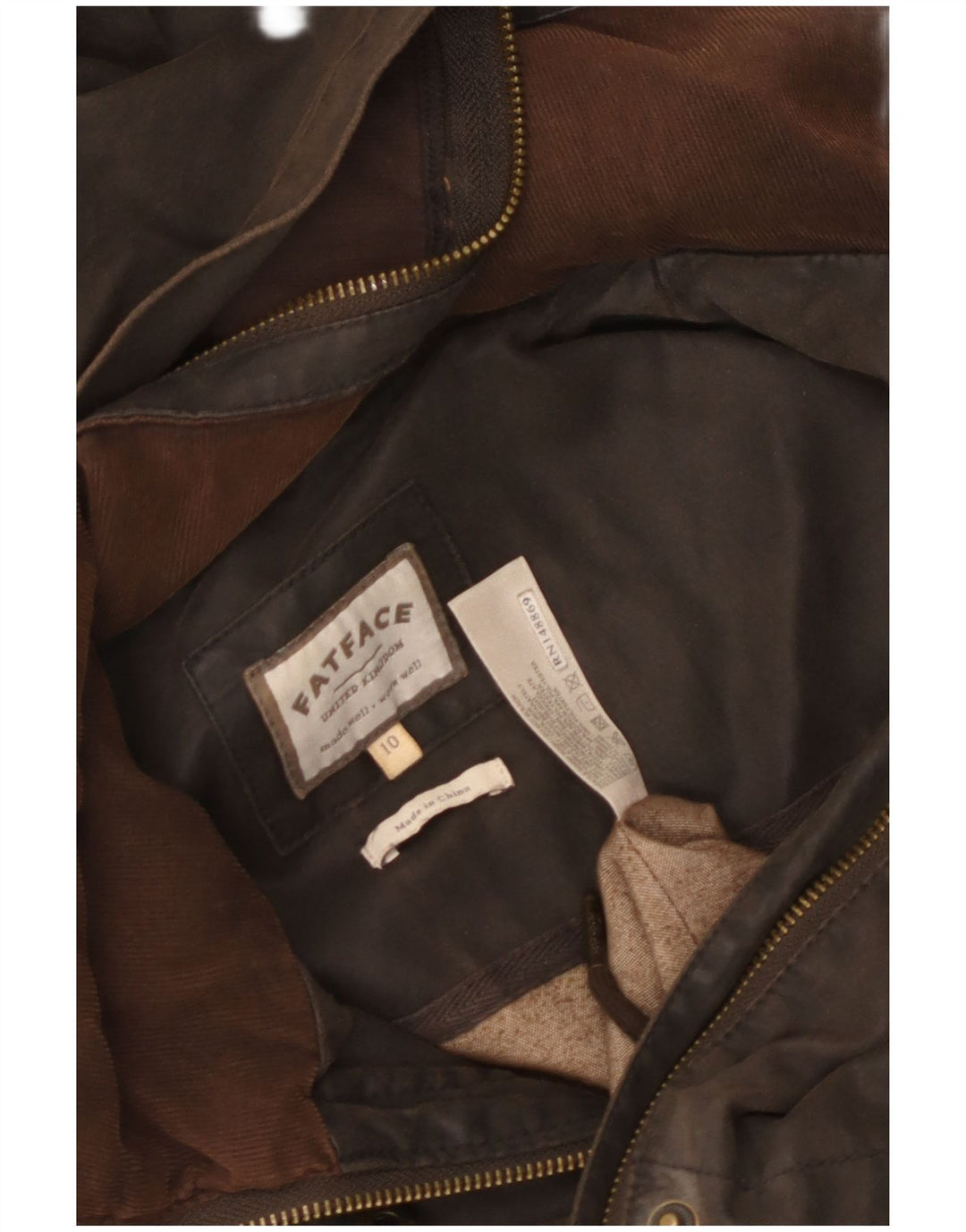 Женская вощеная куртка с капюшоном в стиле милитари Fat Face UK 10, маленькая коричневая