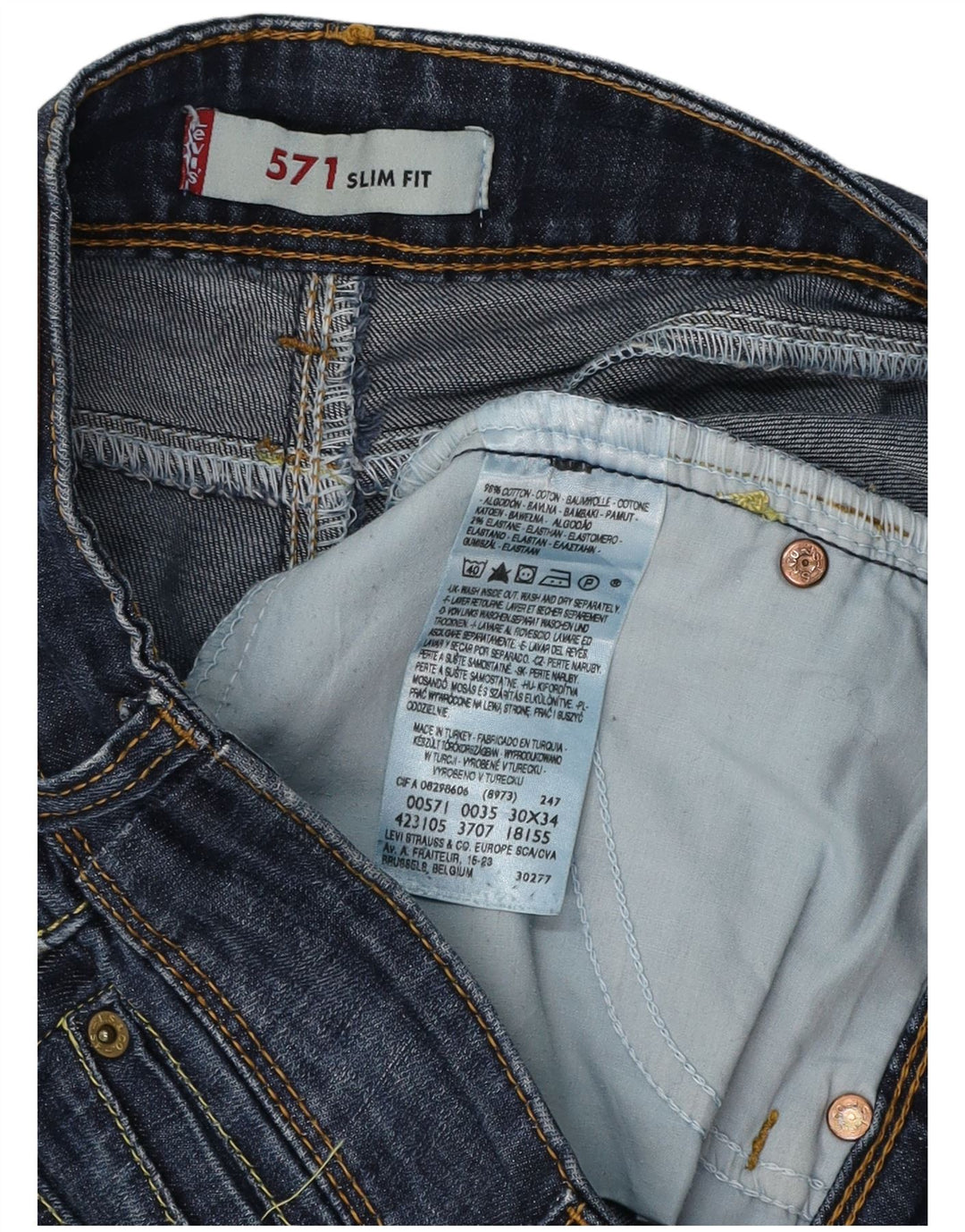 Женские джинсы LEVI'S 571 Slim W30 L34 Темно-синие, хлопок