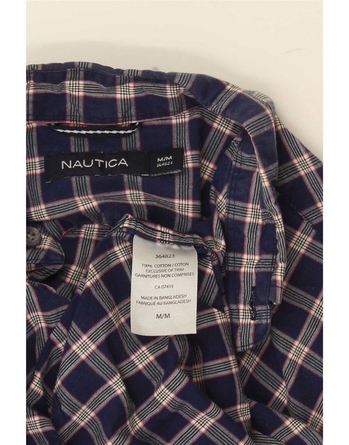 Мужская рубашка стандартного кроя Nautica с короткими рукавами, средний темно-синий цвет в клетку, хлопок