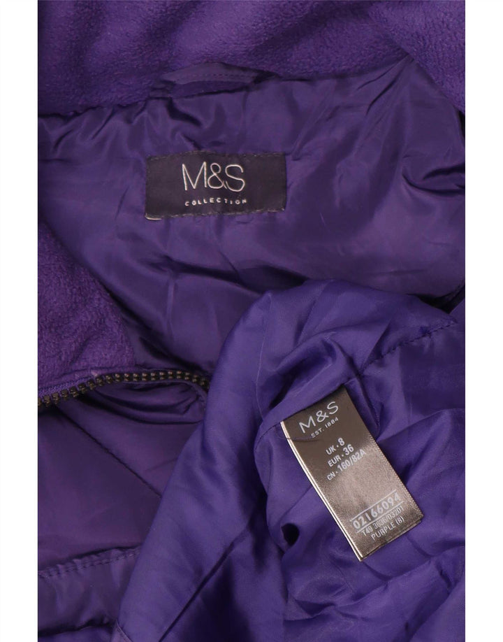 Женское стеганое пальто Marks & Spencer UK 8, маленький фиолетовый, полиэстер