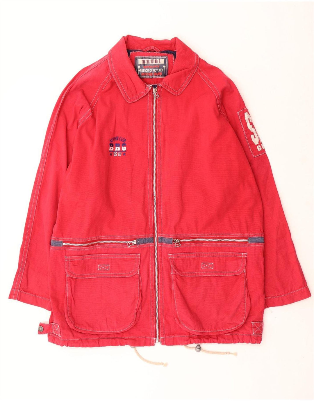 Мужская куртка Brugi IT 52 XL с рисунком, красный хлопок