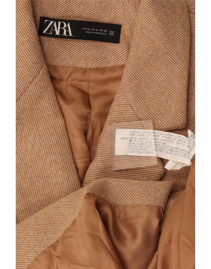 Женское двубортное пальто Zara UK 14, средний бежевый полиэстер