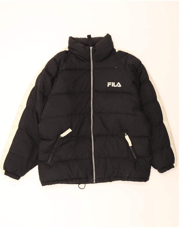 Мужская стеганая куртка Fila UK 40, большая черная, полиэстер с цветными блоками