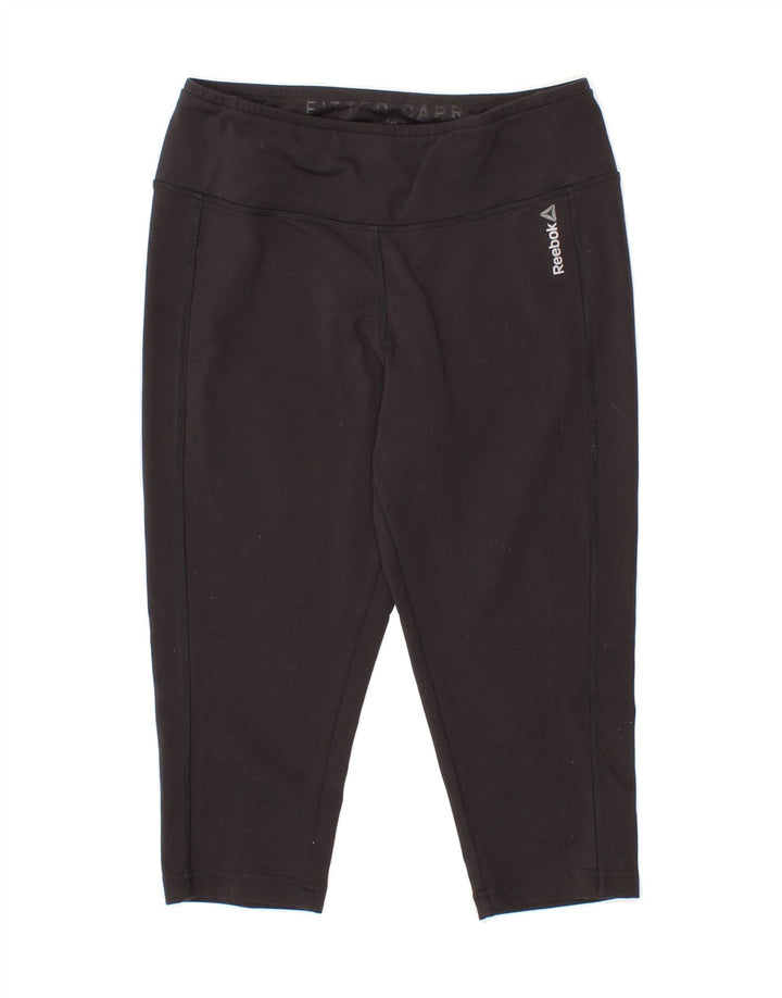 REEBOK Womens Capri Leggings UK 14 Medium  Black Polyester Vintage Reebok and Second-Hand Reebok from Messina Hembry 