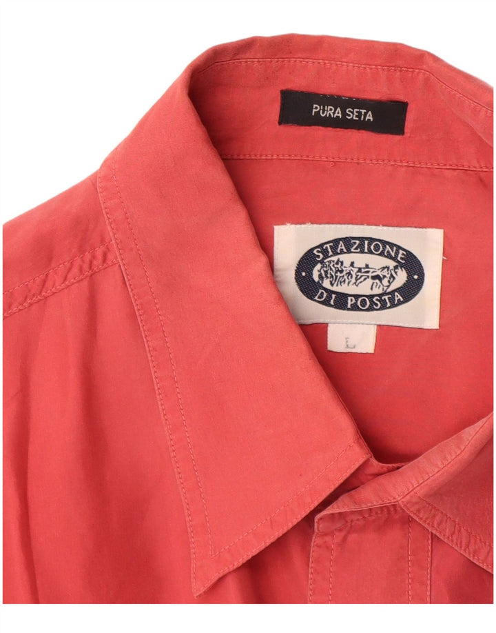 Винтажная мужская рубашка, большая розовая шелковая рубашка