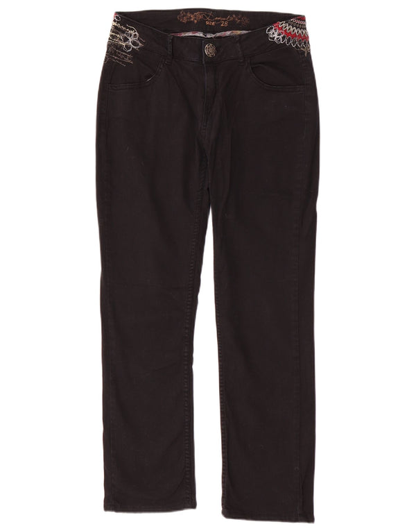 DESIGUAL Женские прямые повседневные брюки W28 L26, черные хлопковые