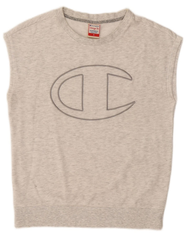 Champion Womens Heritage Fit Graphic Sweatshirt Jumper UK 14 Medium Grey