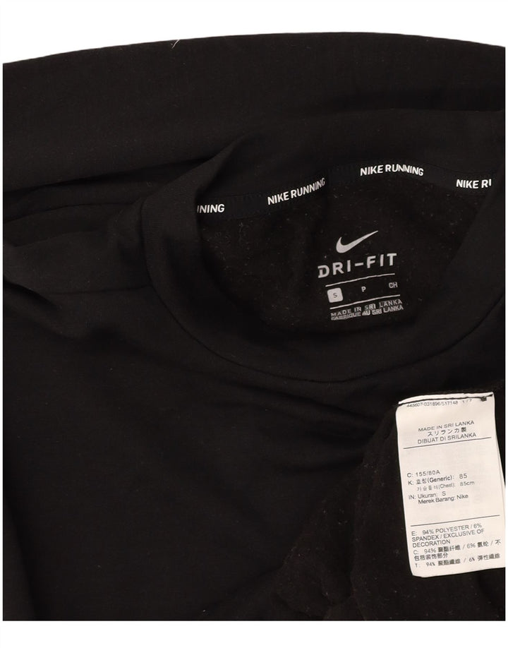 Женский оверсайз-топ NIKE для бега с длинным рукавом UK 10, маленький черный полиэстер