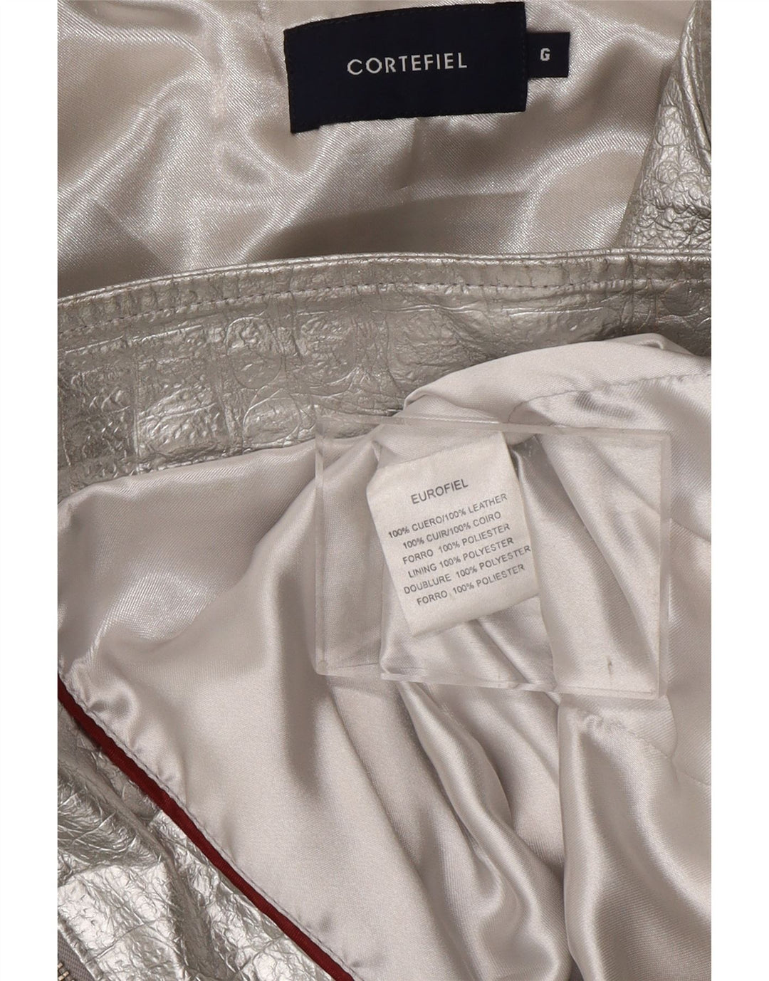 CORTEFIEL Женская кожаная куртка UK 12 Medium Silver Leather