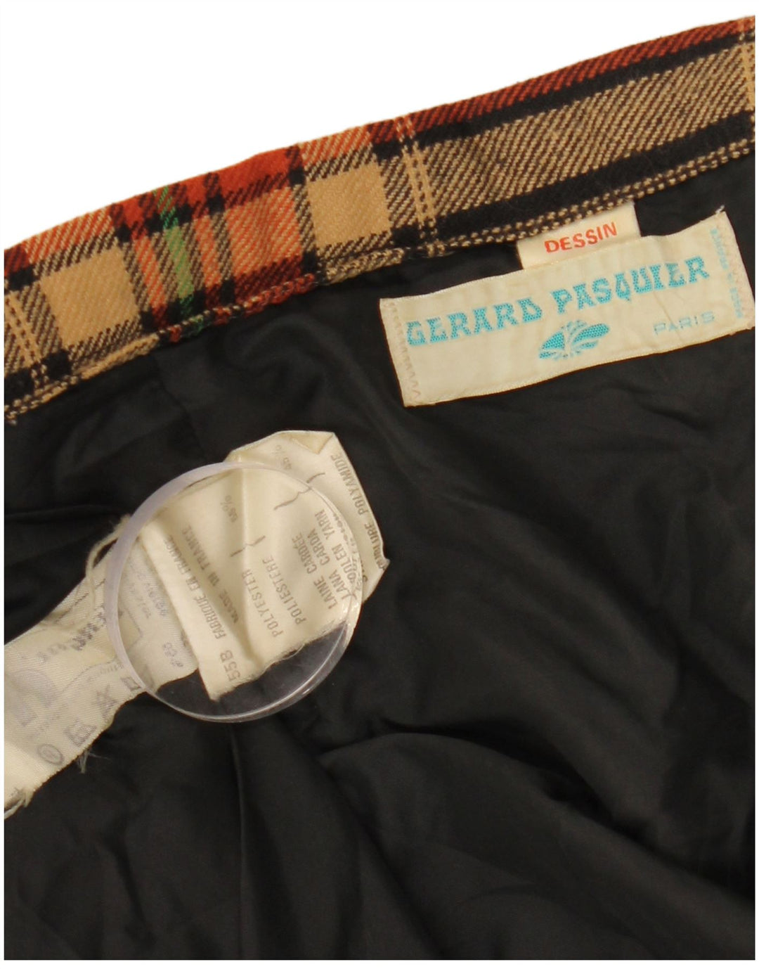 GERARD PASQUIER Женская юбка-трапеция W24 XS черная в клетку из полиэстера