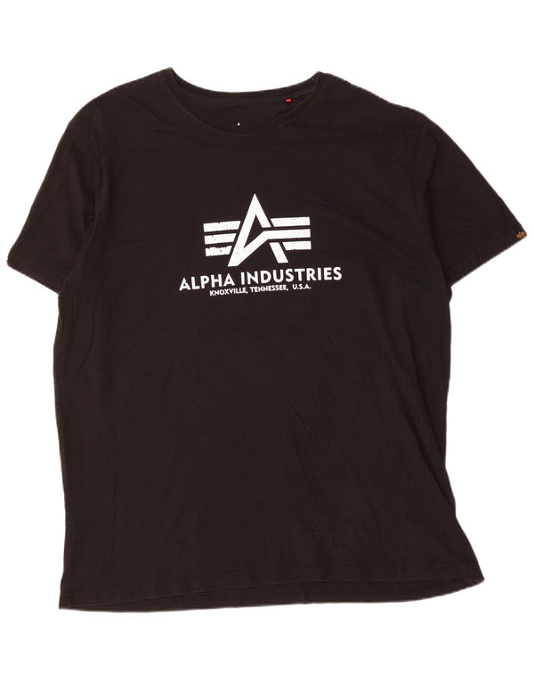 Мужская футболка с рисунком Alpha Industries 3XL, черный хлопок