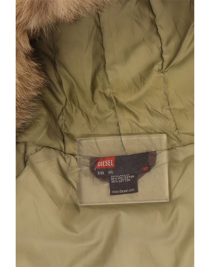 Мужское стеганое пальто с капюшоном DIESEL UK 44 2XL Коричневый полиэстер