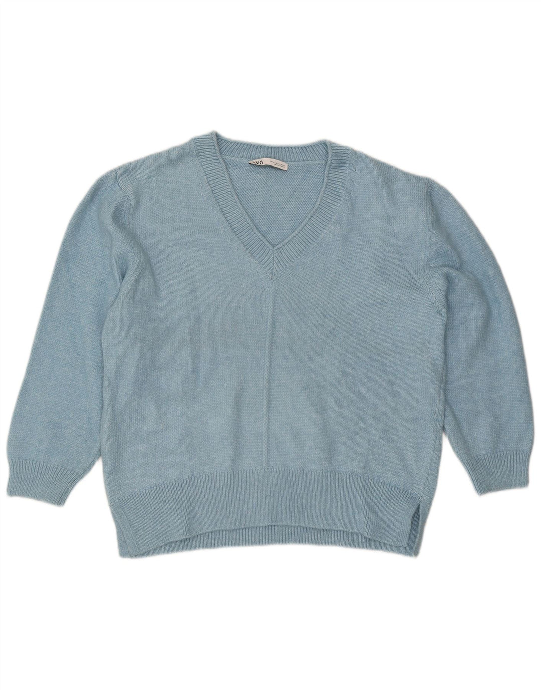 Женский свободный джемпер с v-образным вырезом Zara UK 18 XL, синий