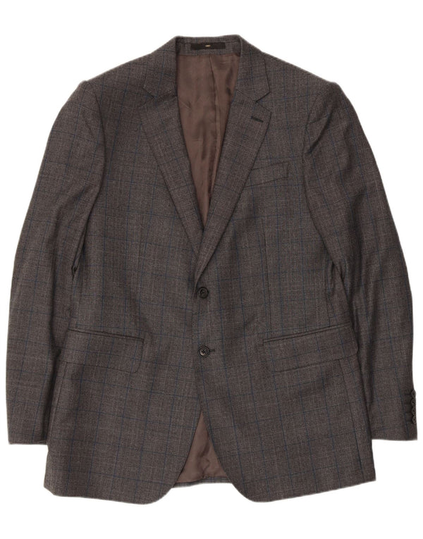 JAEGER Womens 2 Button Blazer Jacket UK 40 Large Grey Check Wool