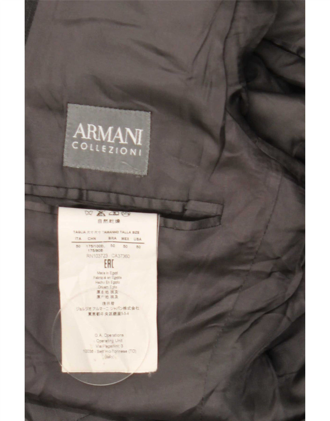 Мужской пиджак Armani Collezioni на 2 пуговицах IT 50, большой, серый, шерсть