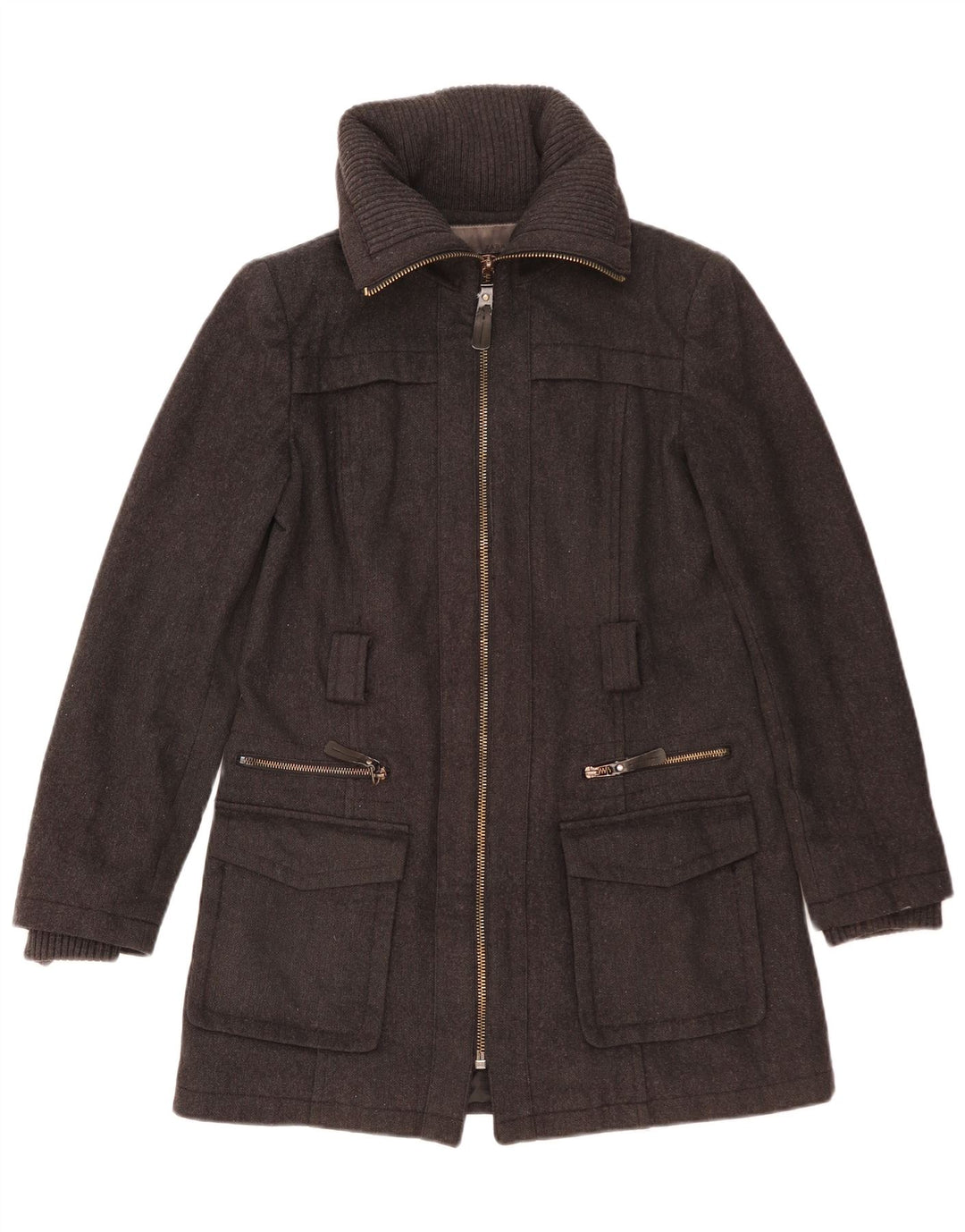 Женское пальто ZARA UK 14, большое, серое, шерстяное
