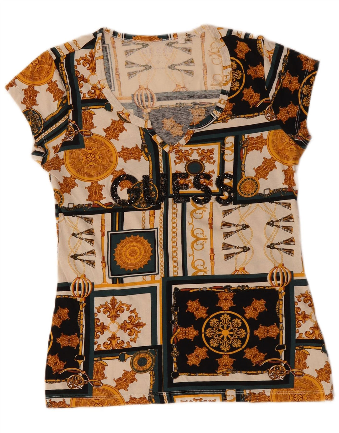 Женская футболка с рисунком Guess Top UK 12, средний разноцветный