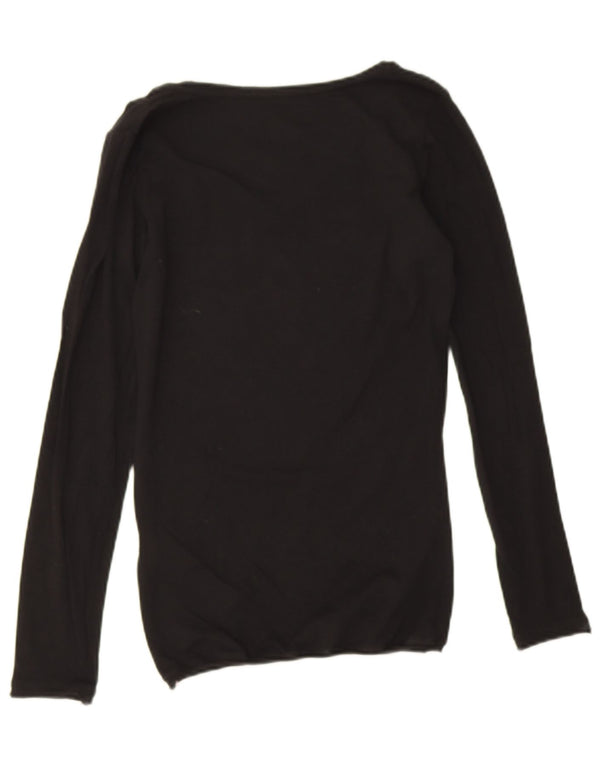 Guess Женский топ с рисунком с длинным рукавом UK 10, маленький черный хлопок