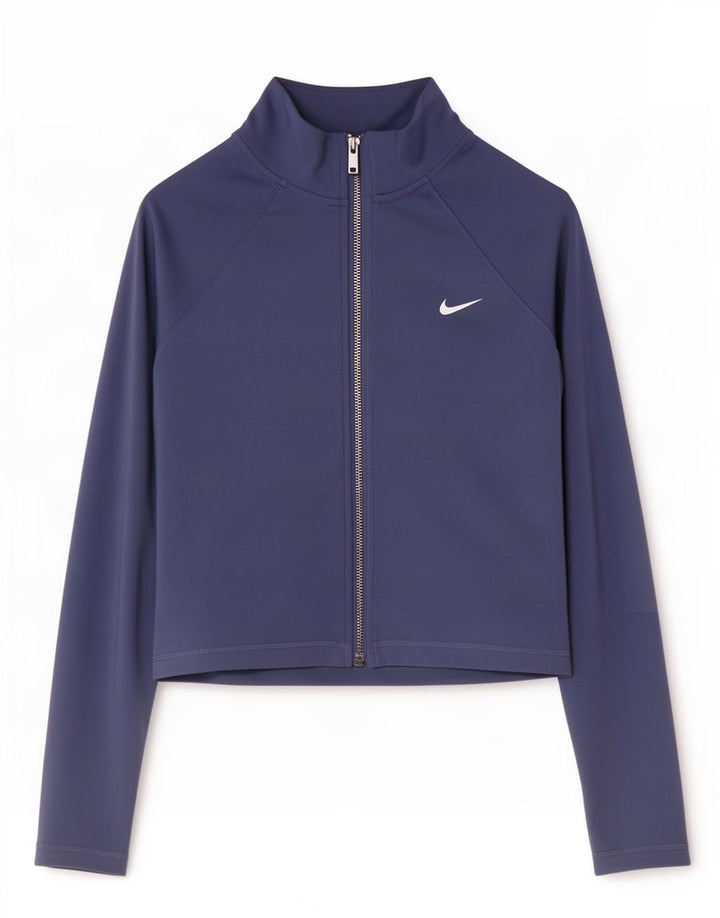 Женская укороченная спортивная куртка Nike UK 12, средний темно-синий полиэстер