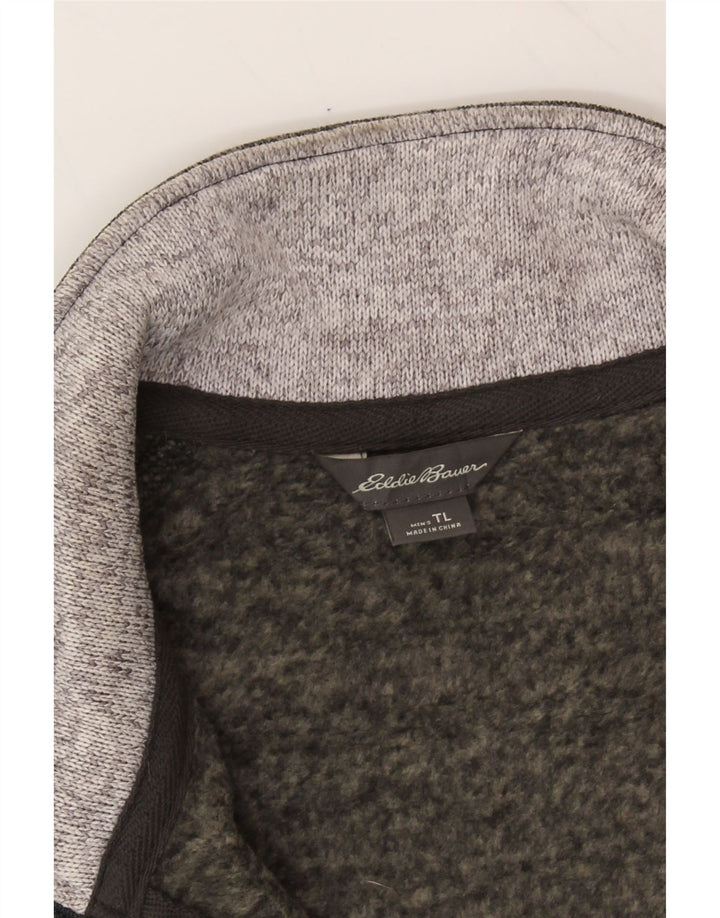 EDDIE BAUER Mens Zip Neck Sweatshirt Jumper Large Grey Flecked Polyester Vintage Eddie Bauer and Second-Hand Eddie Bauer from Messina Hembry 