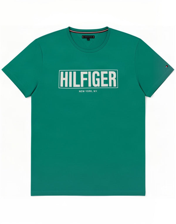 Мужская футболка с рисунком Tommy Hilfiger, 2XL, бирюзовый хлопок
