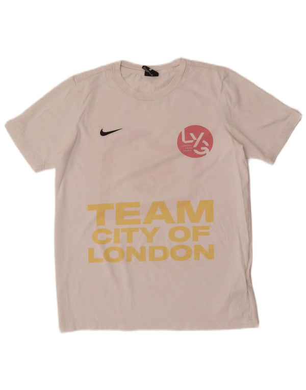 Футболка с рисунком Nike Dri Fit для мальчиков, топ 13–14 лет, размер XL, белый хлопок