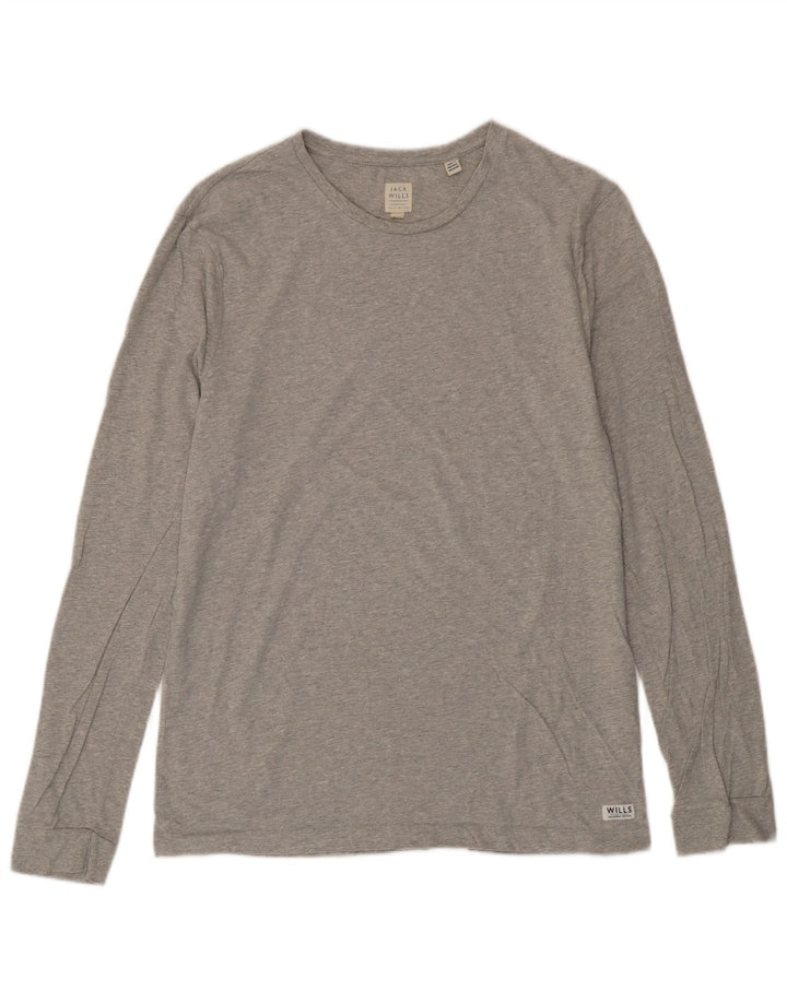 JACK WILLS Мужской топ с длинным рукавом, средний серый хлопок