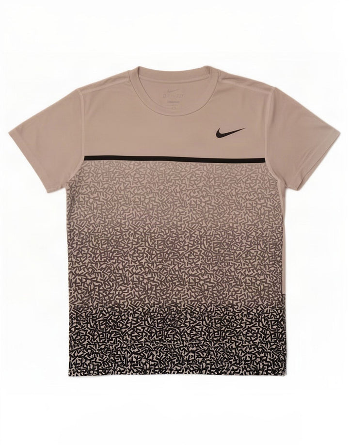 Мужская футболка Nike Dri Fit с графическим принтом, средний серый полиэстер с геометрическим рисунком