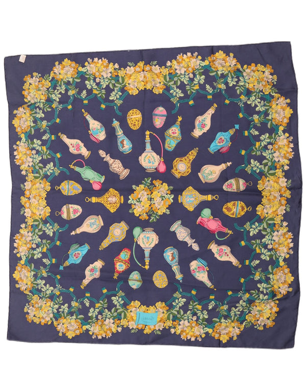 Gucci Женский квадратный шарф с рисунком, один размер, темно-синий, классический шелковый с цветочным принтом