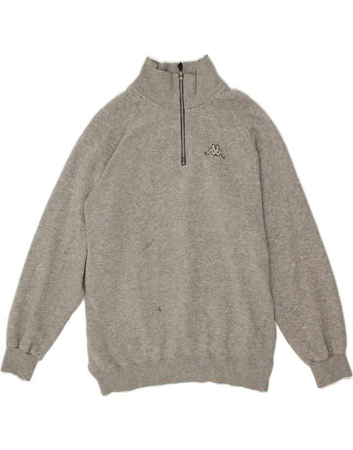 KAPPA Mens Zip Neck Sweatshirt Jumper Large Navy Blue Cotton Vintage Kappa and Second-Hand Kappa from Messina Hembry 