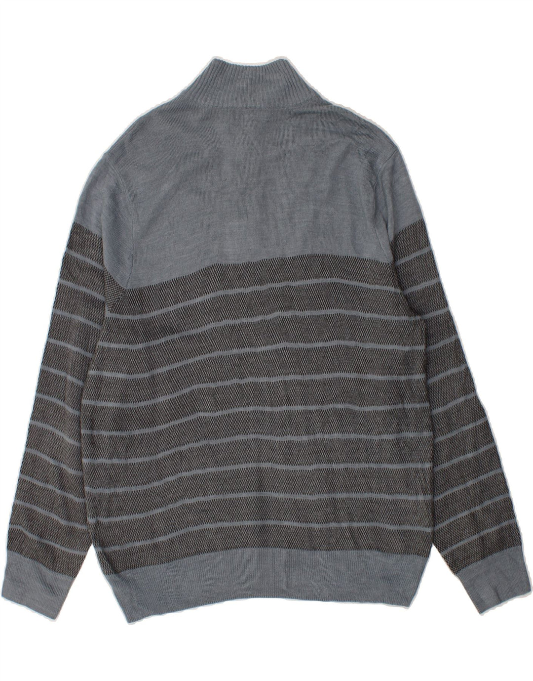 DOCKERS Mens Zip Neck Jumper Sweater Large Blue Striped Acrylic Vintage Dockers and Second-Hand Dockers from Messina Hembry 