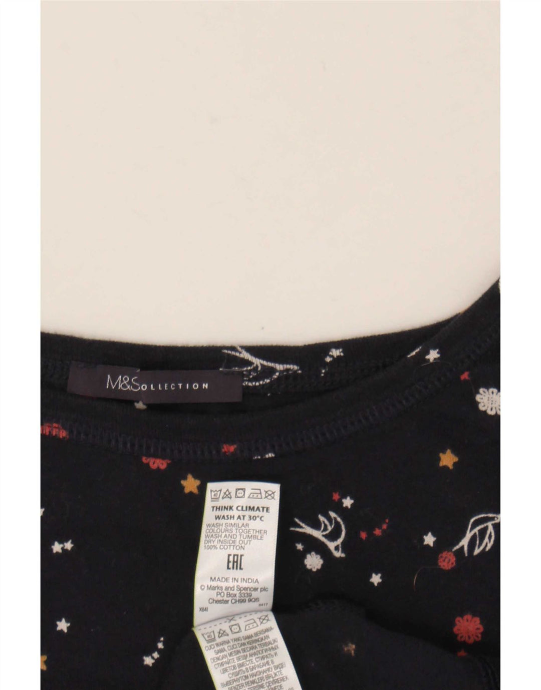 Женский топ с абстрактным узором Marks & Spencer, рукав 3/4, UK 20, 2XL, темно-синий