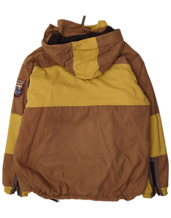Мужской лыжный анорак с капюшоном Ladakh IT 54 2XL Коричневый нейлон с цветными блоками