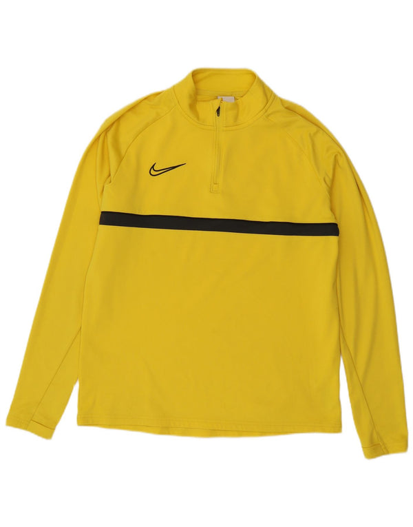 Мужской пуловер с воротником на молнии Nike Dri Fit, спортивный костюм среднего желтого цвета с цветными блоками