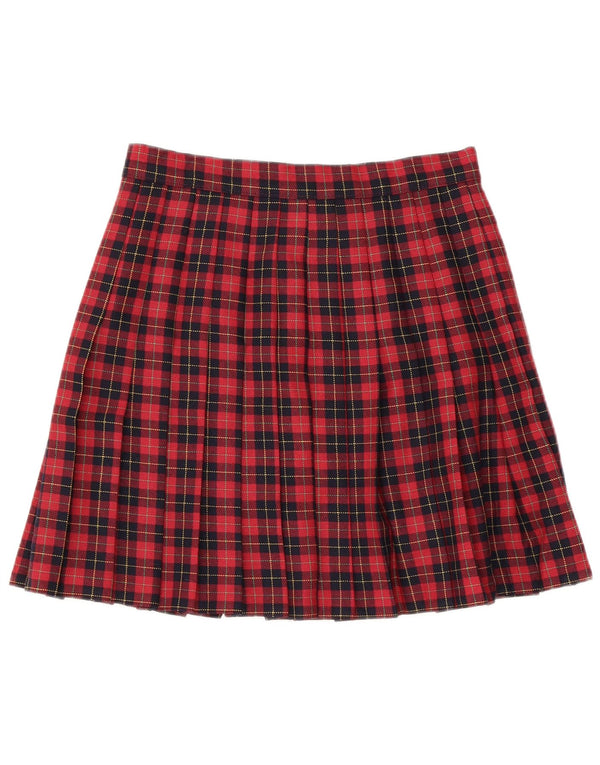 Винтажная женская мини-плиссированная юбка с высокой талией IT46, большая W28, шерсть в красную клетку