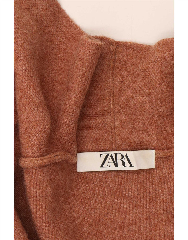 Женский удлиненный открытый кардиган Zara UK 14, шерсть среднего бежевого цвета